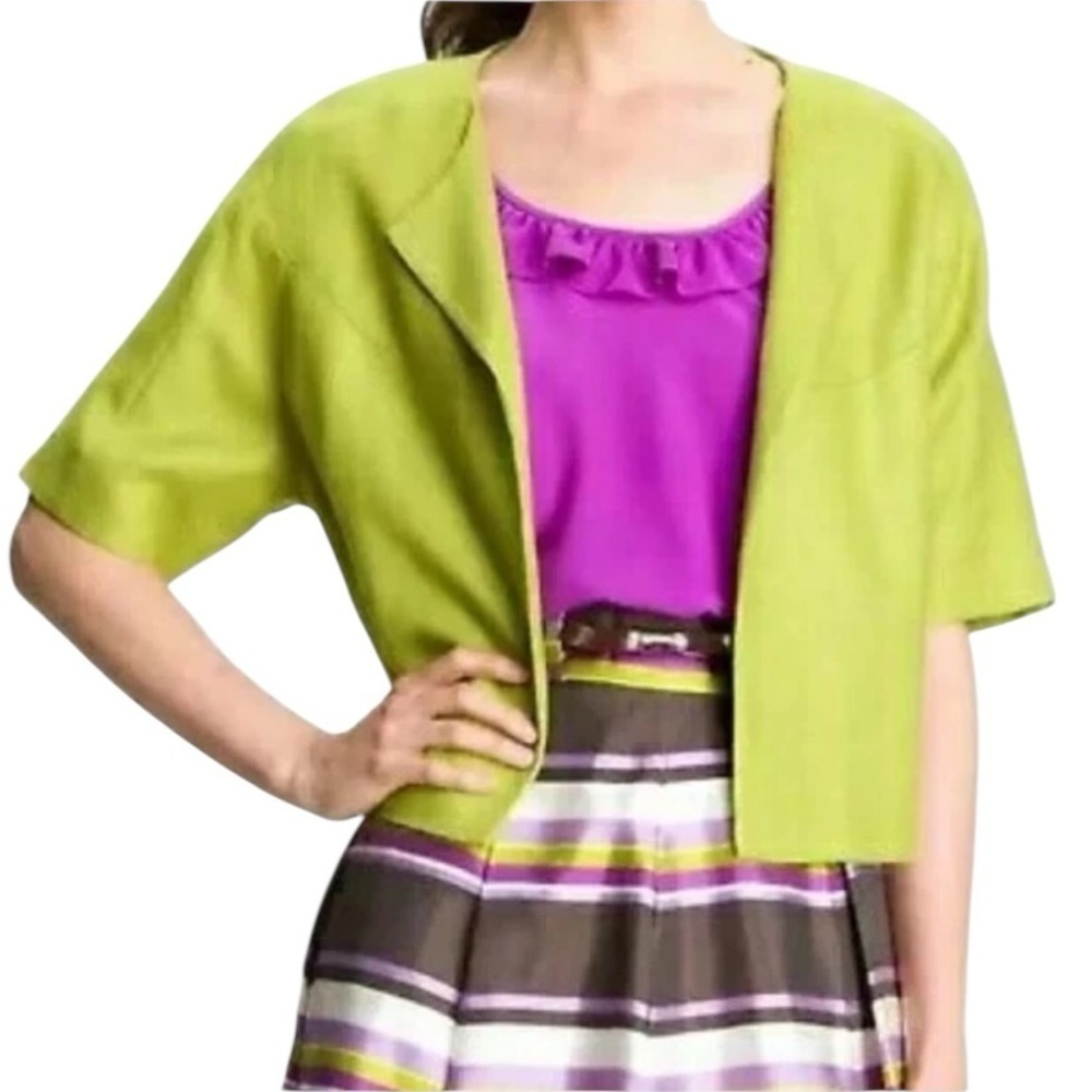 Kate Spade NY Lime Green Cropped Micah open front jacket
